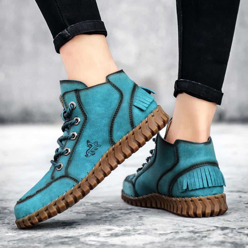 Hand Stitching New Female Ankle Boots Women Shoes Booties British Lace Retro Trend Women Naked Boots Rhonda 8802