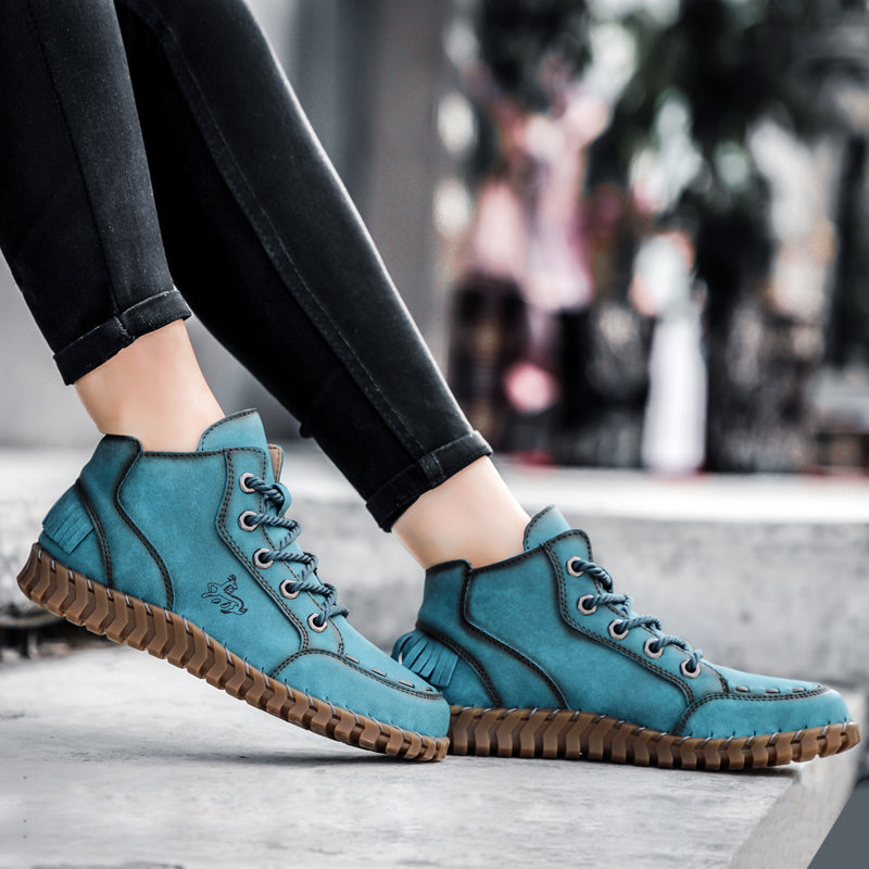 Hand Stitching New Female Ankle Boots Women Shoes Booties British Lace Retro Trend Women Naked Boots Rhonda 8802