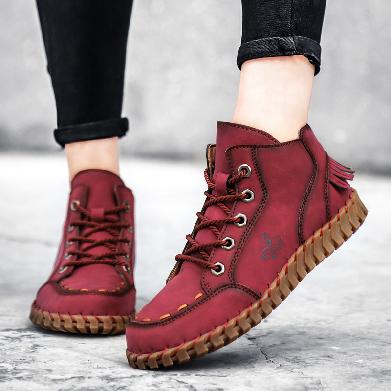 Hand Stitching New Female Ankle Boots Women Shoes Booties British Lace Retro Trend Women Naked Boots Rhonda 8802