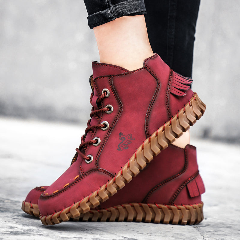 Hand Stitching New Female Ankle Boots Women Shoes Booties British Lace Retro Trend Women Naked Boots Rhonda 8802