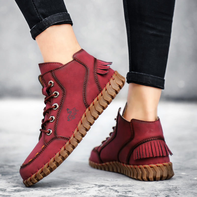 Hand Stitching New Female Ankle Boots Women Shoes Booties British Lace Retro Trend Women Naked Boots Rhonda 8802