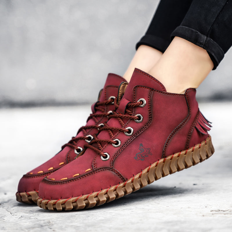 Hand Stitching New Female Ankle Boots Women Shoes Booties British Lace Retro Trend Women Naked Boots Rhonda 8802