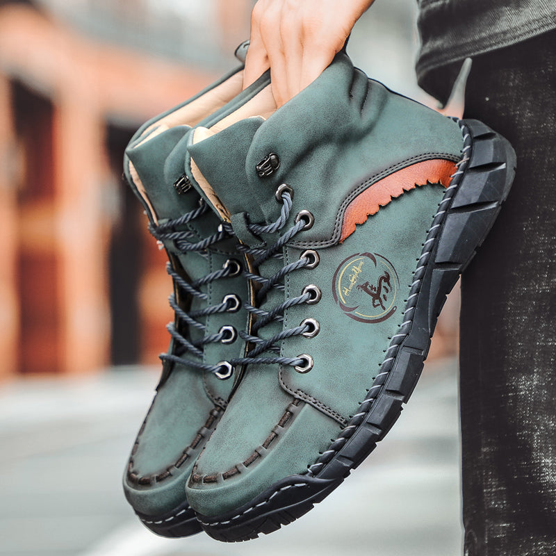 882 Men's Casual Oxford Boots High Top Leather Shoes for Men Punk Ankle Boots Combat Motorcycle Boots Mens Business Formal Work Shoes
