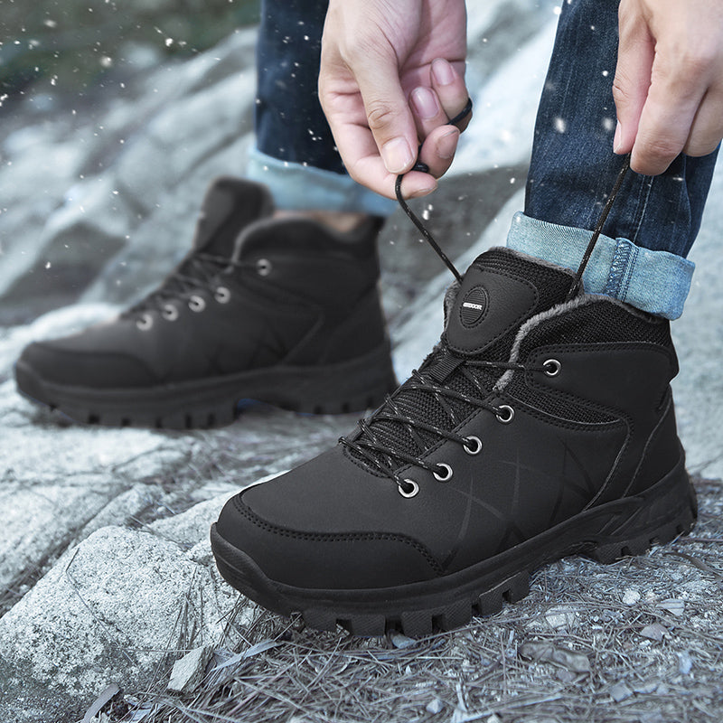 Mens Outdoor Plush Lined Non Slip Lace Up Hiking Climbing Boots comfort soft Waterproof Hiking Warm Boots Jason726