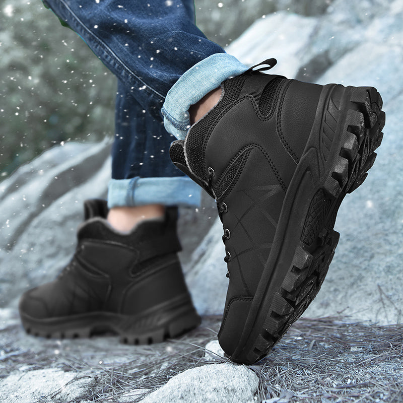 Mens Outdoor Plush Lined Non Slip Lace Up Hiking Climbing Boots comfort soft Waterproof Hiking Warm Boots Jason726