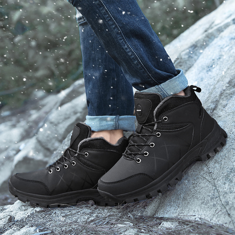 Mens Outdoor Plush Lined Non Slip Lace Up Hiking Climbing Boots comfort soft Waterproof Hiking Warm Boots Jason726