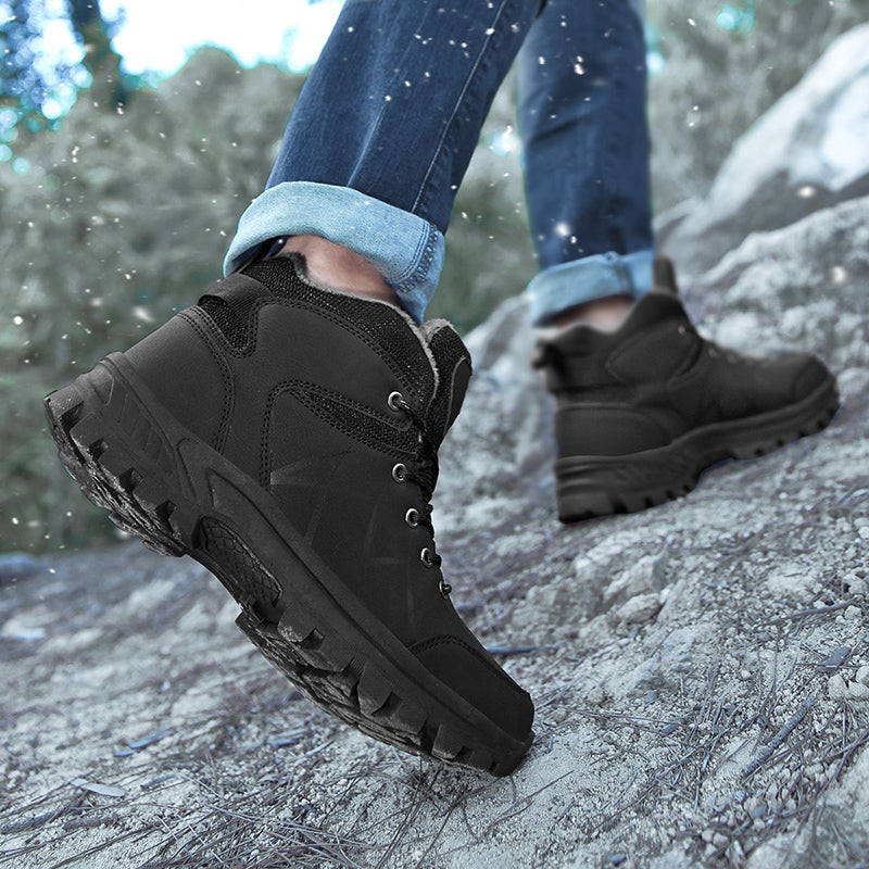 Mens Outdoor Plush Lined Non Slip Lace Up Hiking Climbing Boots comfort soft Waterproof Hiking Warm Boots Jason726