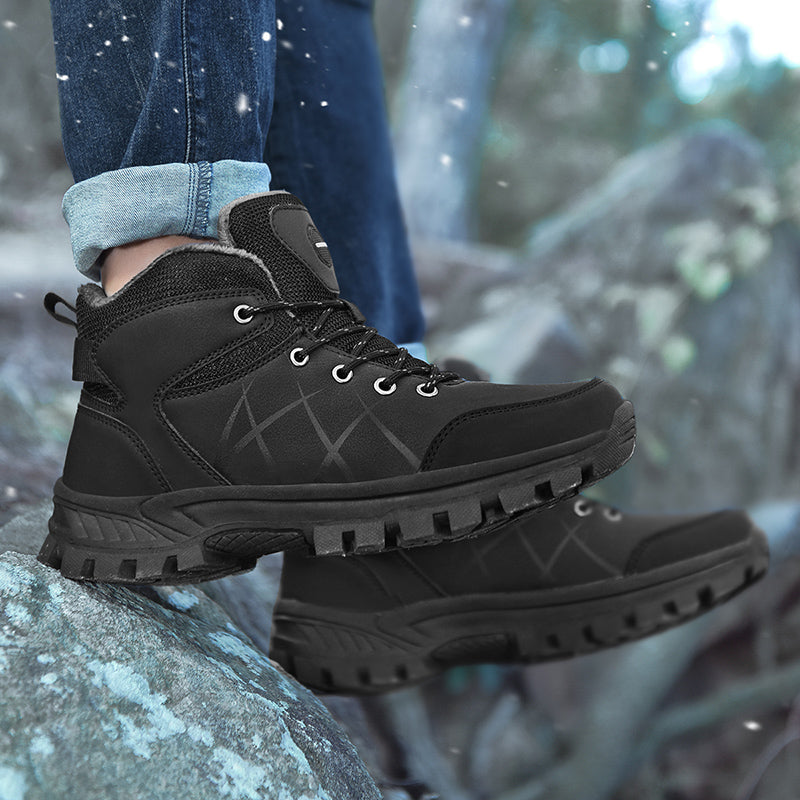 Mens Outdoor Plush Lined Non Slip Lace Up Hiking Climbing Boots comfort soft Waterproof Hiking Warm Boots Jason726