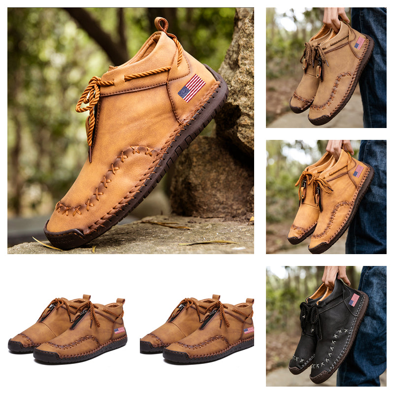 Rachel 9909 Patriotism Unit States flag boots Hand Stitching wolverine Mens vintage Zipper comfort soft Casual Ankle Boots