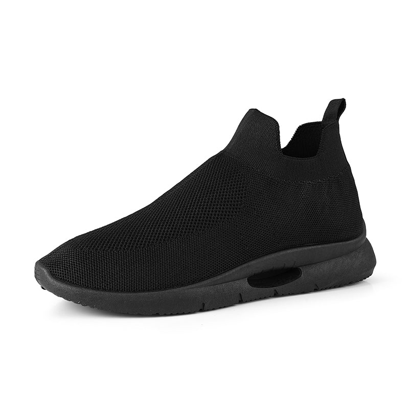 Men Vulcanized Shoes Mesh Casual Lightweight Breathable Slip On Soft Bottom Black White Jogging Walking Rhonda 9025