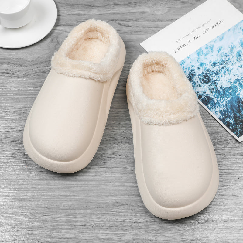 slippers feature a soft plush insole,and a rubber scuff sole to provide traction