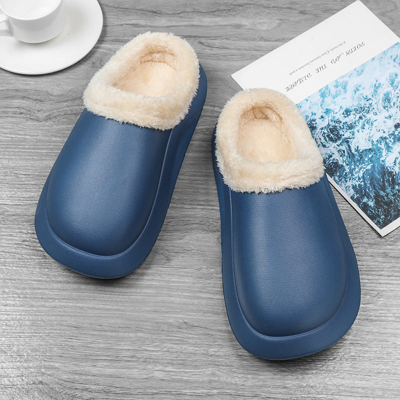 slippers feature a soft plush insole,and a rubber scuff sole to provide traction