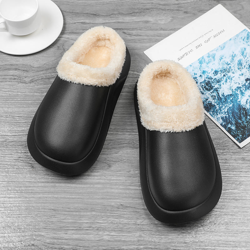 slippers feature a soft plush insole,and a rubber scuff sole to provide traction