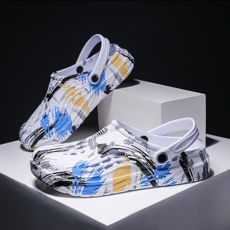 L9099  Men summer Sandals Beach Flat Camouflage  Slip-On Outdoor Light Casual Slippers Мужские летние сандалии Пляжные плоские камуфляжные слипоны Легкие повседневные тапочки на открытом воздухе