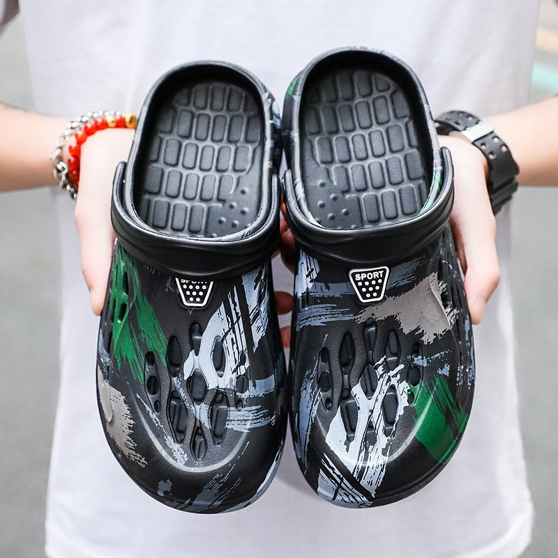 L9099  Men summer Sandals Beach Flat Camouflage  Slip-On Outdoor Light Casual Slippers Мужские летние сандалии Пляжные плоские камуфляжные слипоны Легкие повседневные тапочки на открытом воздухе