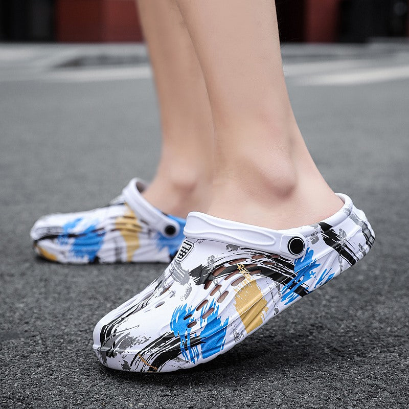 L9099  Men summer Sandals Beach Flat Camouflage  Slip-On Outdoor Light Casual Slippers Мужские летние сандалии Пляжные плоские камуфляжные слипоны Легкие повседневные тапочки на открытом воздухе