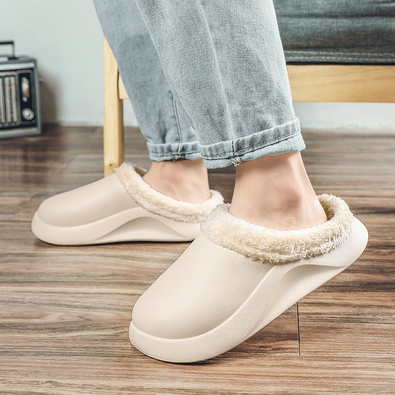 slippers feature a soft plush insole,and a rubber scuff sole to provide traction