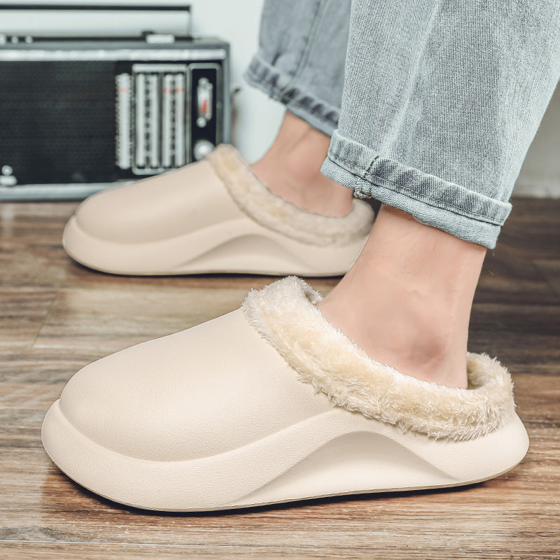 slippers feature a soft plush insole,and a rubber scuff sole to provide traction