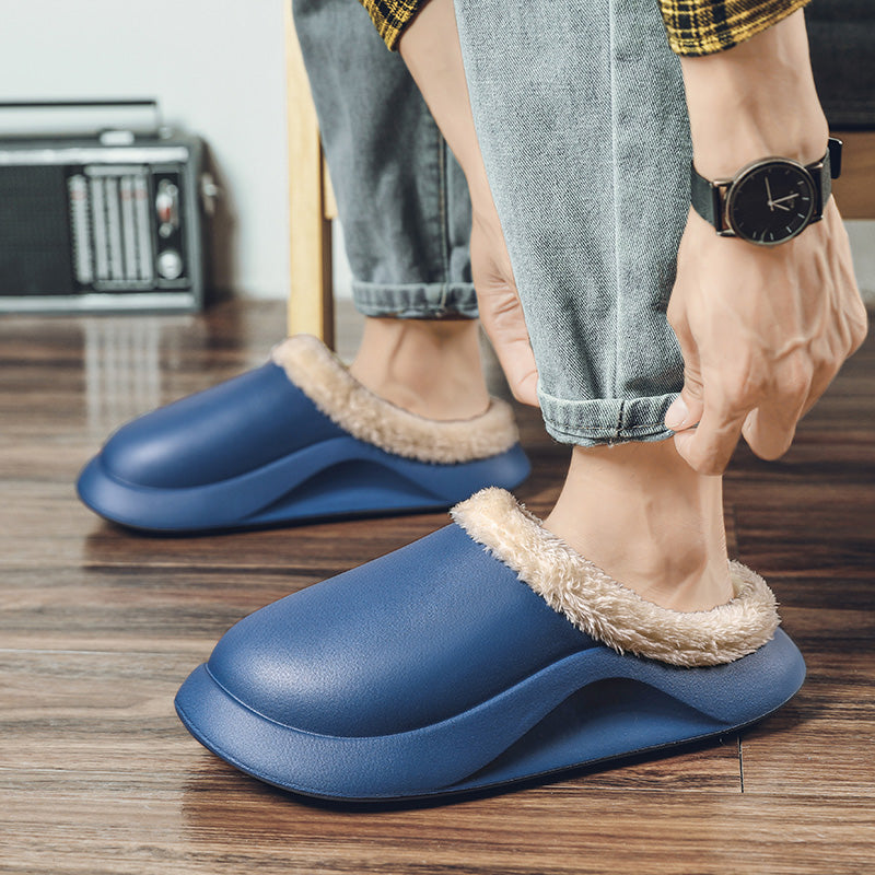 slippers feature a soft plush insole,and a rubber scuff sole to provide traction