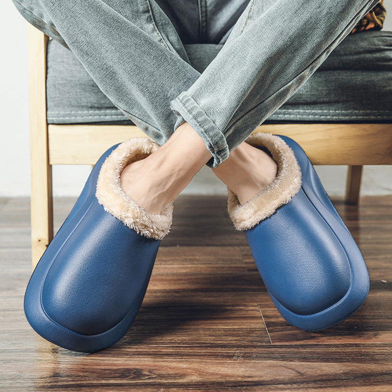 slippers feature a soft plush insole,and a rubber scuff sole to provide traction