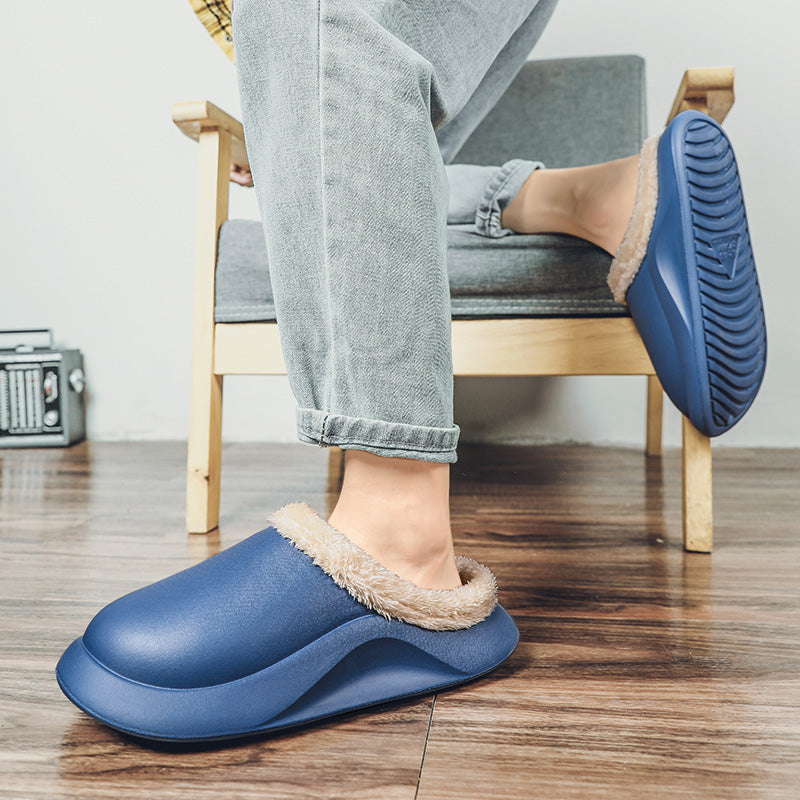 slippers feature a soft plush insole,and a rubber scuff sole to provide traction