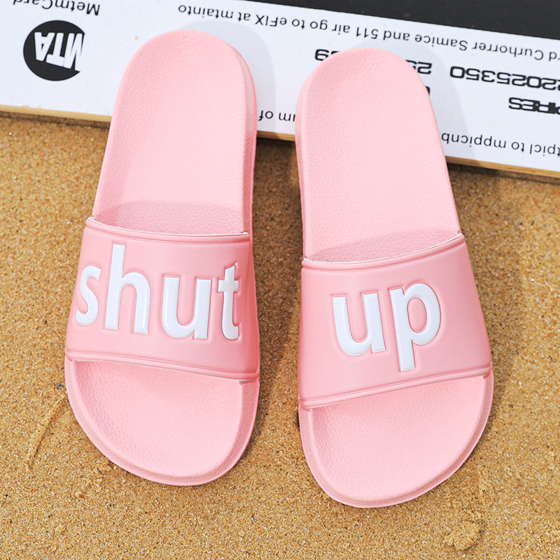 SHUT UP Slippers Casual Bathroom Bathing Sandals Indoor Outdoor Soft Sole Flip Flop  Тапочки Повседневные сандалии для купания в помещении На открытом воздухе Вьетнамки с мягкой подошвой