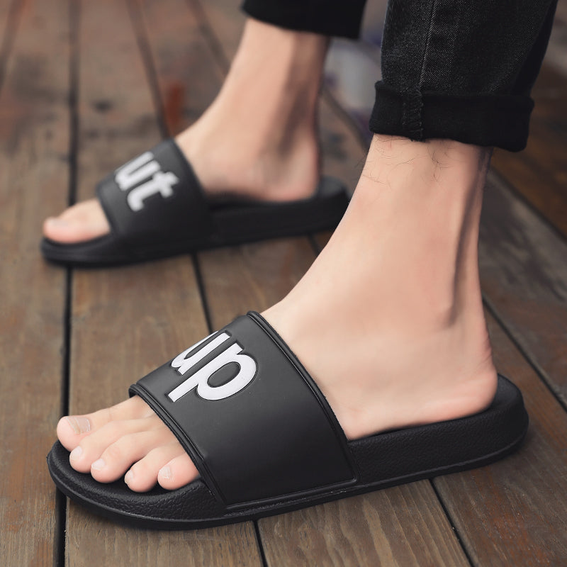 SHUT UP Slippers Casual Bathroom Bathing Sandals Indoor Outdoor Soft Sole Flip Flop  Тапочки Повседневные сандалии для купания в помещении На открытом воздухе Вьетнамки с мягкой подошвой