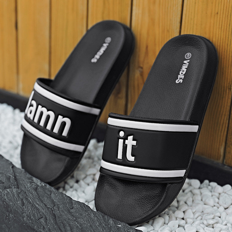 DAMN IT Slippers Casual Bathroom Bathing Sandals Indoor Outdoor Soft Sole Flip Flop  Тапочки Повседневные сандалии для купания в помещении На открытом воздухе Вьетнамки с мягкой подошвой