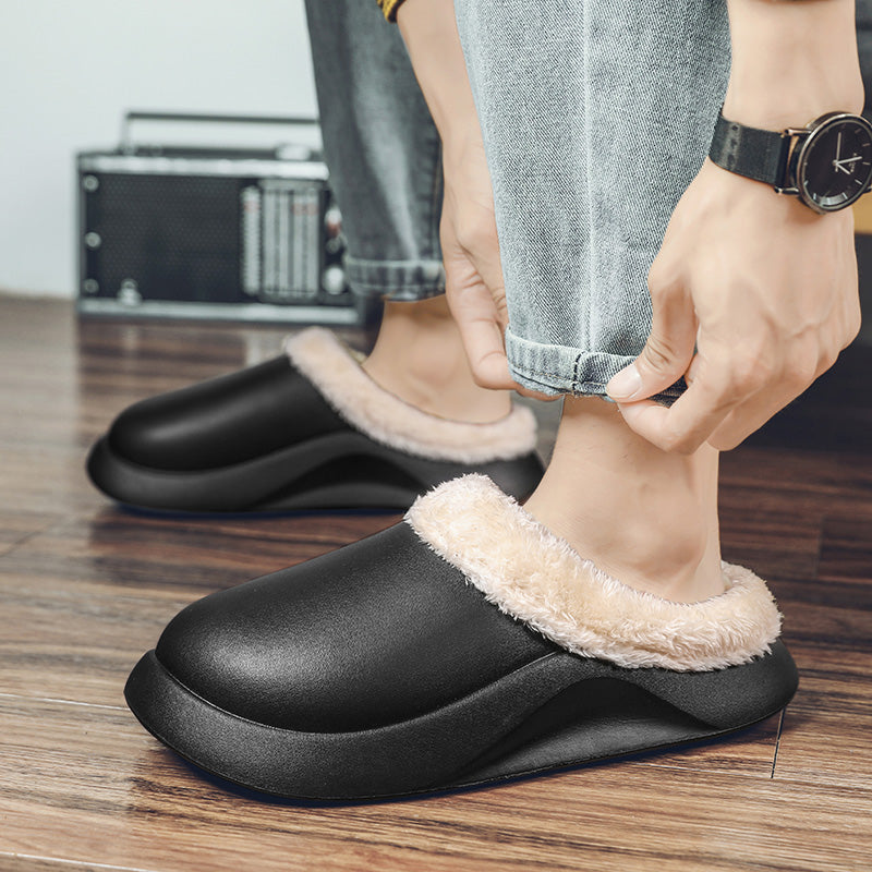 slippers feature a soft plush insole,and a rubber scuff sole to provide traction