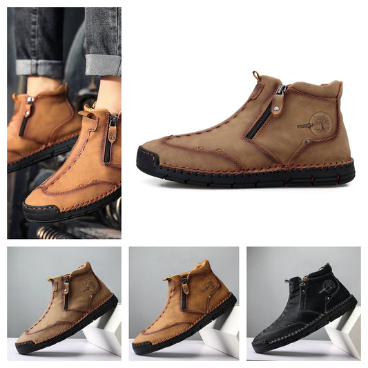 Hand Stitching wolverine Mens vintage Stylish Side Zipper comfort soft Microfiber Leather Casual Ankle Boots David 5886