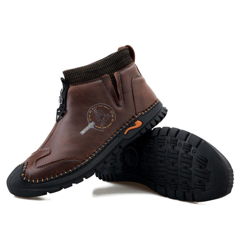 Warm Lined Hand Stitching wolverine Mens vintage Zipper comfort soft Microfiber Leather Casual Ankle Boots Rachel Y805