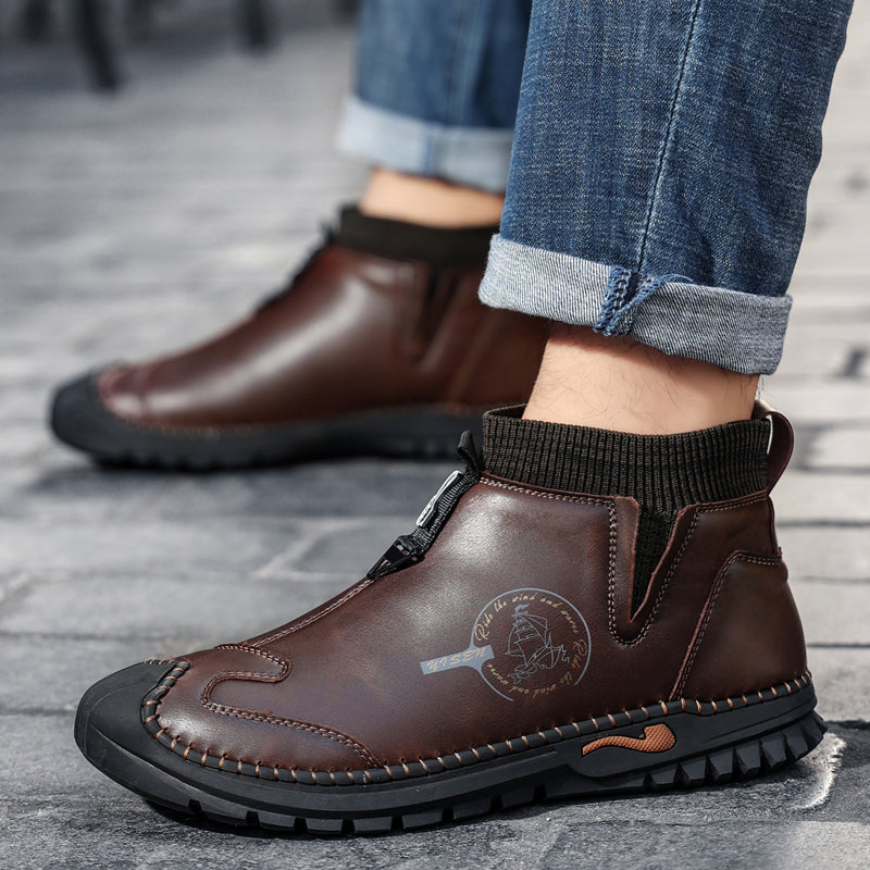 Warm Lined Hand Stitching wolverine Mens vintage Zipper comfort soft Microfiber Leather Casual Ankle Boots Rachel Y805