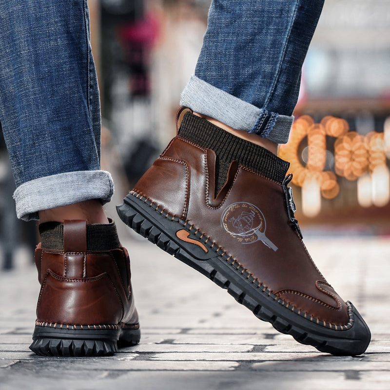 Warm Lined Hand Stitching wolverine Mens vintage Zipper comfort soft Microfiber Leather Casual Ankle Boots Rachel Y805