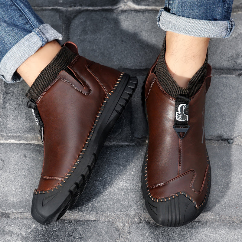 Warm Lined Hand Stitching wolverine Mens vintage Zipper comfort soft Microfiber Leather Casual Ankle Boots Rachel Y805