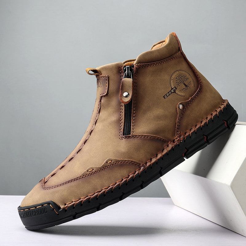 Hand Stitching wolverine Mens vintage Stylish Side Zipper comfort soft Microfiber Leather Casual Ankle Boots David 5886