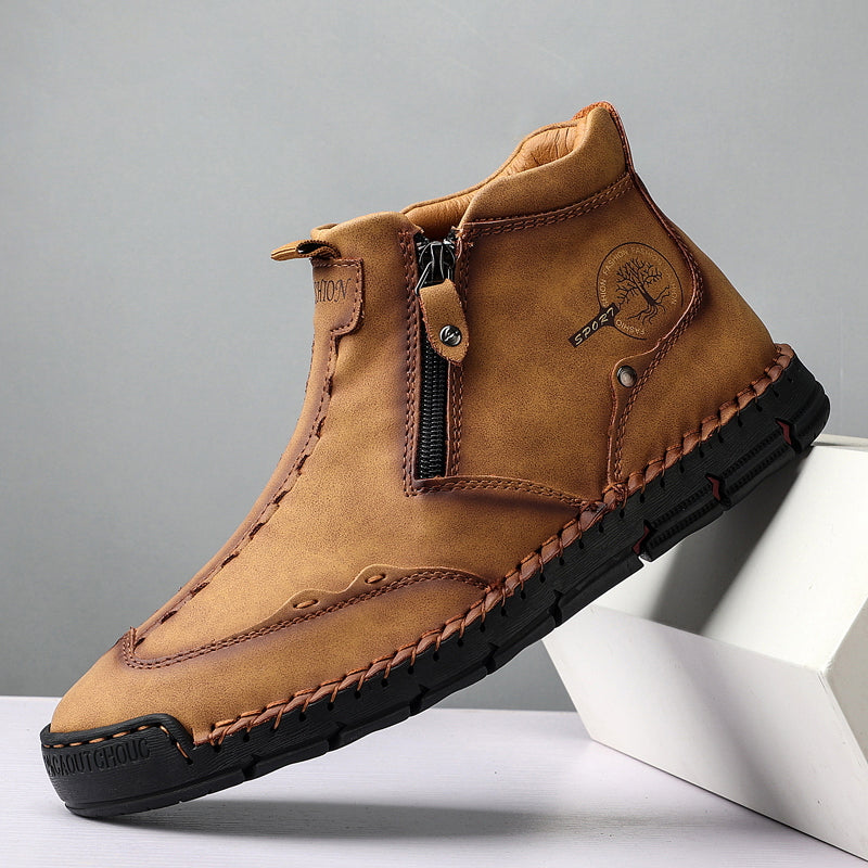 Hand Stitching wolverine Mens vintage Stylish Side Zipper comfort soft Microfiber Leather Casual Ankle Boots David 5886