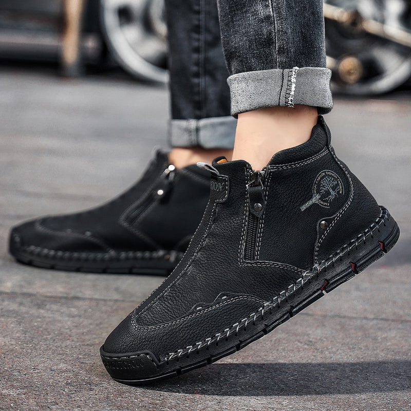 Hand Stitching wolverine Mens vintage Stylish Side Zipper comfort soft Microfiber Leather Casual Ankle Boots David 5886