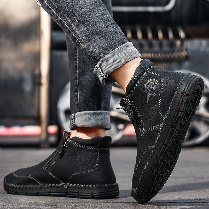 Hand Stitching wolverine Mens vintage Stylish Side Zipper comfort soft Microfiber Leather Casual Ankle Boots David 5886