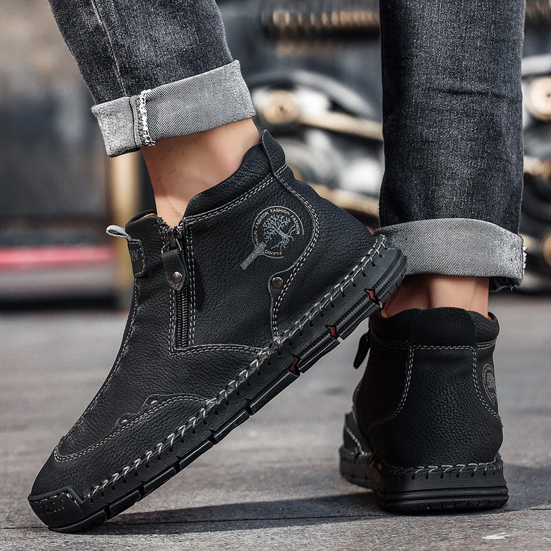 Hand Stitching wolverine Mens vintage Stylish Side Zipper comfort soft Microfiber Leather Casual Ankle Boots David 5886