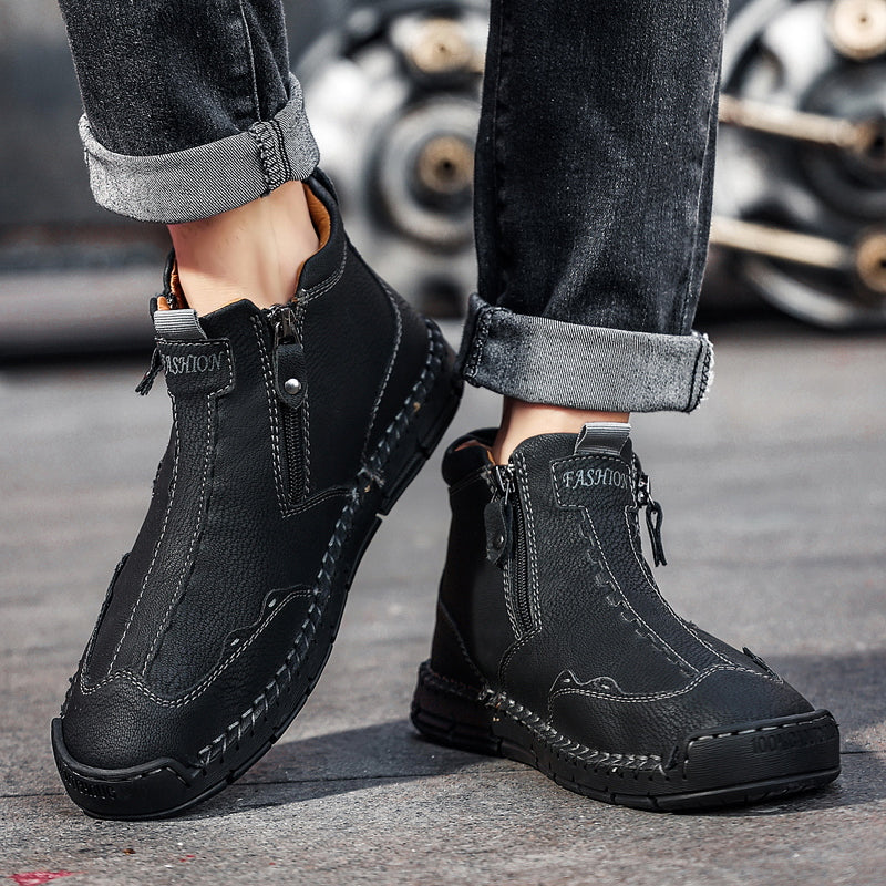 Hand Stitching wolverine Mens vintage Stylish Side Zipper comfort soft Microfiber Leather Casual Ankle Boots David 5886