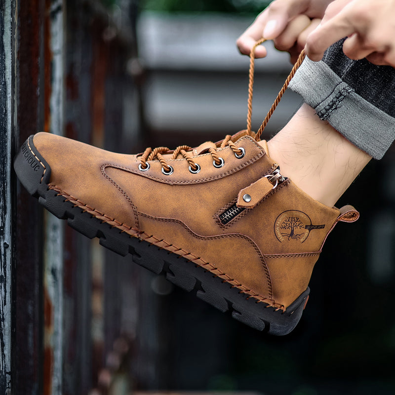 Hand Stitching wolverine Mens vintage Stylish Side Zipper comfort soft Microfiber Leather Casual Ankle Boots David Y3007