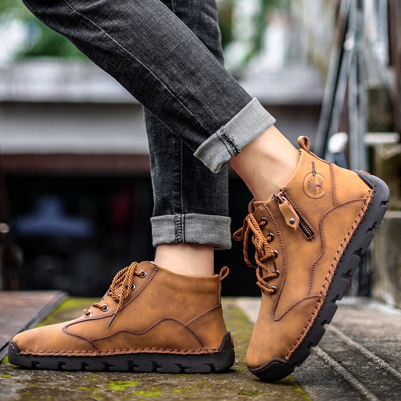 Hand Stitching wolverine Mens vintage Stylish Side Zipper comfort soft Microfiber Leather Casual Ankle Boots David Y3007