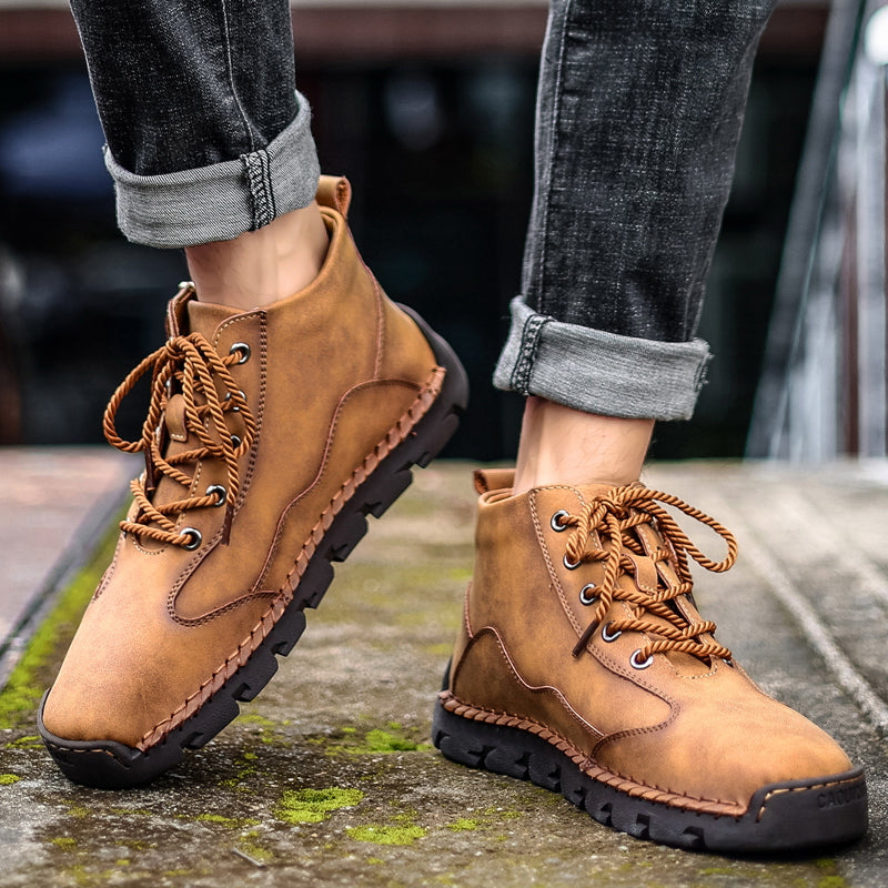 Hand Stitching wolverine Mens vintage Stylish Side Zipper comfort soft Microfiber Leather Casual Ankle Boots David Y3007