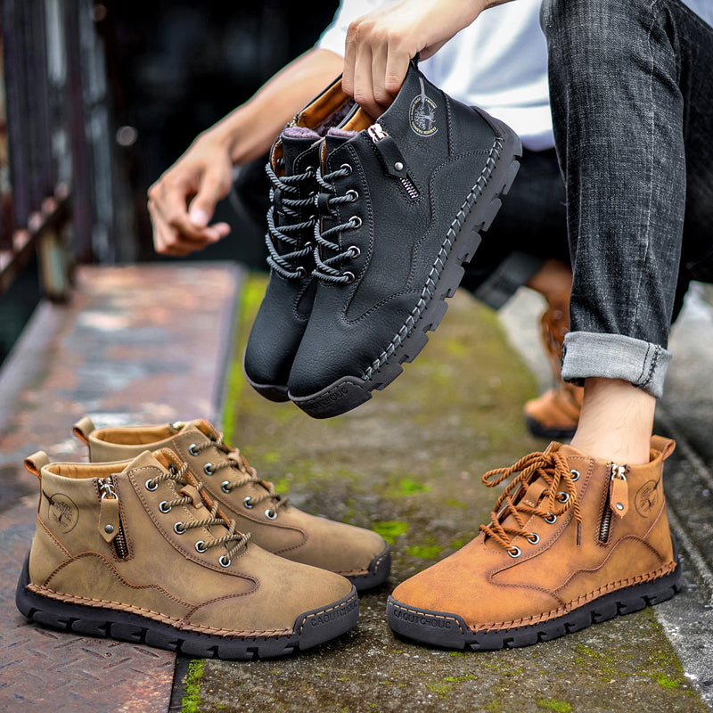 Hand Stitching wolverine Mens vintage Stylish Side Zipper comfort soft Microfiber Leather Casual Ankle Boots David Y3007