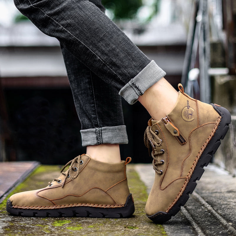 Hand Stitching wolverine Mens vintage Stylish Side Zipper comfort soft Microfiber Leather Casual Ankle Boots David Y3007