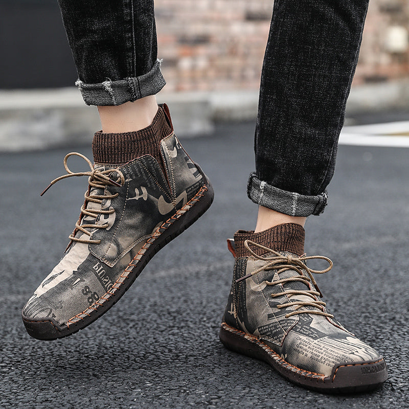 Hand Stitching wolverine mens vintage Warm Plush Lining Soft Sole Sock Ankle Warm BootsLaquita7009-3