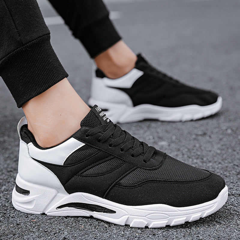 Shoes For Men Patchwork Black White Mesh Breathable Lightweight Lace Up Outdoor Sport Running Walking Male Trainers Tennis  Rhonda J026