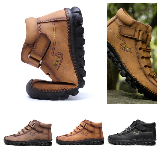 New Men's Ankle Boots  Hand Stitching   Western Boots Classic Fashion Men's Motorcycle Boots Outdoor Men's Work Boots Big Size12 Rachel 7008