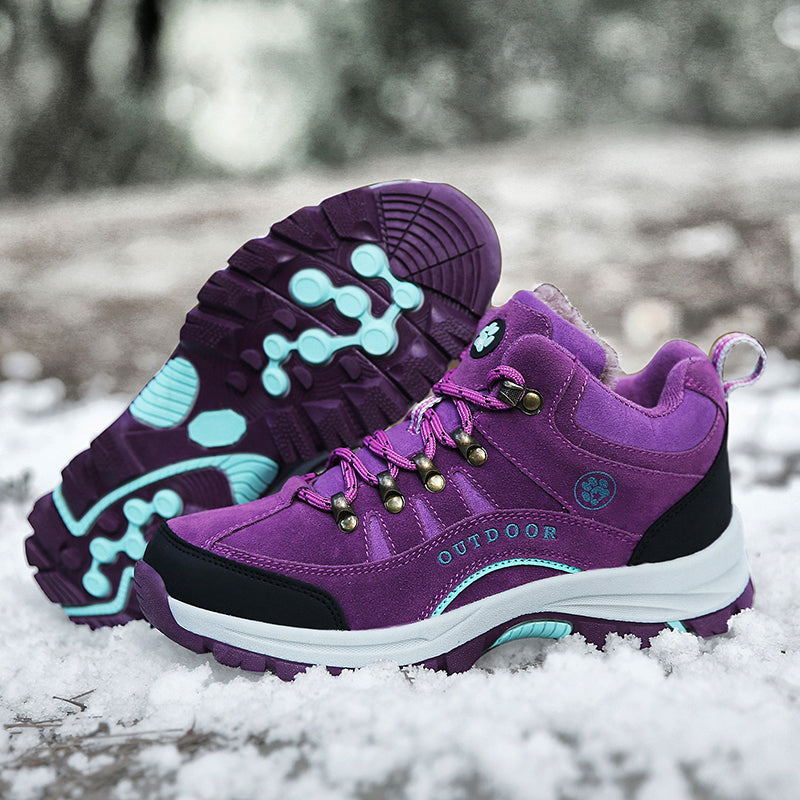 Women Snow Waterproof  Warm Plush High Quality Outdoor Hiking Boots Camping  Big Size  thermal  outdoor hiking high top sneakers K711