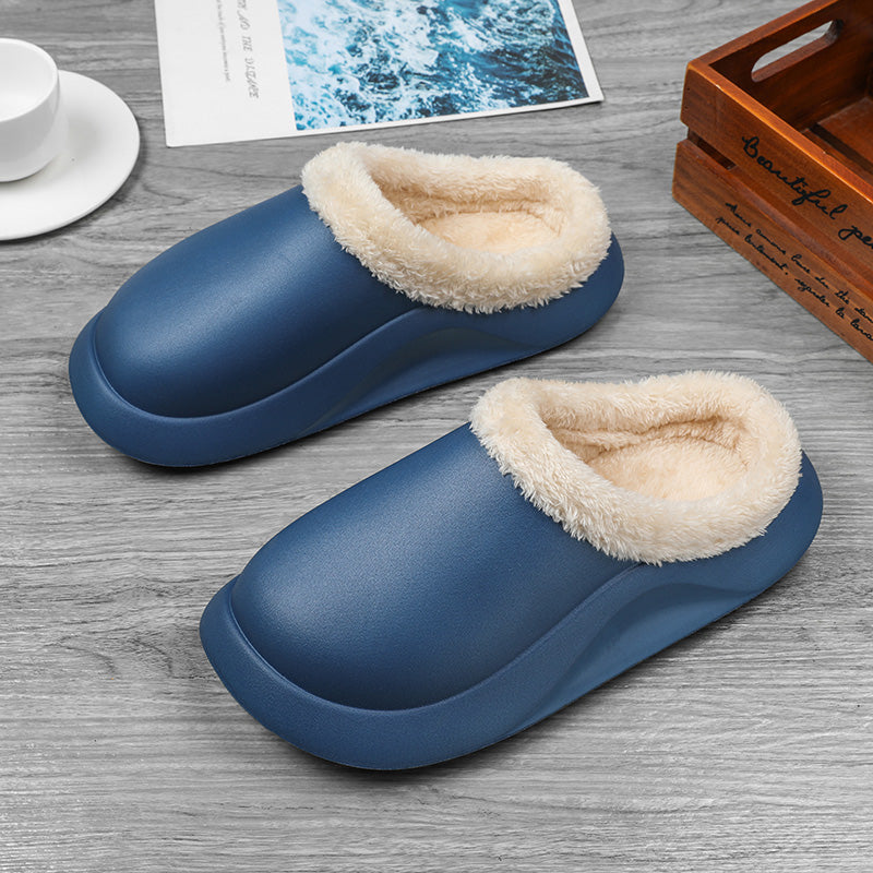 slippers feature a soft plush insole,and a rubber scuff sole to provide traction